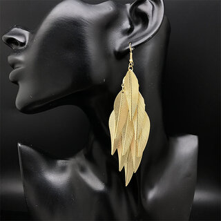                       Golden Multiple Layered Big Leaves Earrings for Women                                              