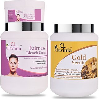                       CLAVINIA Fainess Bleach Cream 1 Kg + Gold Scrub 1000 ml ( Pack Of 2) (2 Items in the set)                                              