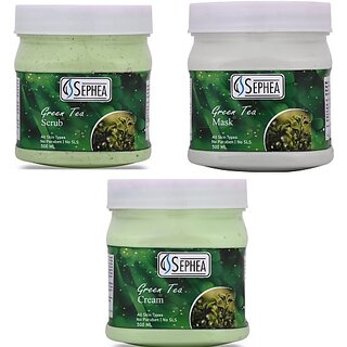                       SEPHEA Green Tea Scrub 500ml, Mask 500ml  Cream 500ml (3 Items in the set)                                              