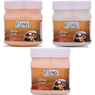                       SEPHEA Ubtan Scrub 500ml, Mask 500ml  Cream 500ml (3 Items in the set)                                              