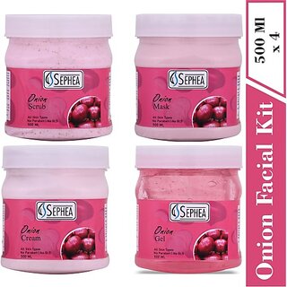                       SEPHEA Onion Facial Kit -Facial Scrub,Massage Gel,Massage Cream,Face Mask (4 Items in the set)                                              