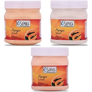                       SEPHEA Papaya Scrub 500ml, Mask 500ml  Cream 500ml (3 Items in the set)                                              