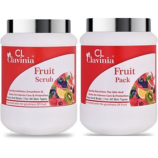                       CLAVINIA Fruit Scrub 1000 ml + Fruit Face Pack 1000 ml ( Pack Of 2 ) (2 Items in the set)                                              