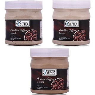                       SEPHEA Arabica Coffee Scrub 500ml, Mask 500ml  Cream 500ml (3 Items in the set)                                              
