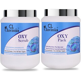                       CLAVINIA Oxy Scrub 1000 ml + Oxy Face Pack 1000 ml ( Pack Of 2 ) (2 Items in the set)                                              