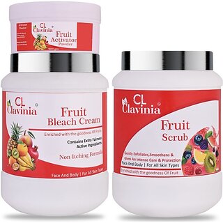                       CLAVINIA Fruit Bleach Cream 1 Kg + Fruit Scrub 1000 ml ( Pack Of 2) (2 Items in the set)                                              