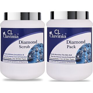                       CLAVINIA Diamond Scrub 1000 ml + Diamond Face Pack 1000 ml ( Pack Of 2 ) (2 Items in the set)                                              