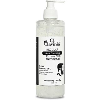                       CLAVINIA Regular Non Foamy Shaving Gel, For Men, Paraben and Sulfate Free, 500gm (500 ml)                                              