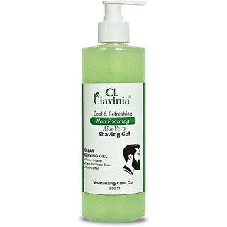 CLAVINIA Aloevera Non Foamy Shaving Gel, For Men, Paraben and Sulfate Free, 500gm (500 ml)