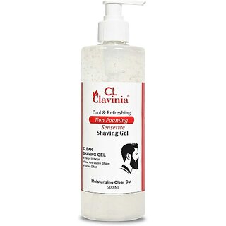 CLAVINIA Sensetive Non Foamy Shaving Gel, For Men, Paraben and Sulfate Free, 500gm (500 ml)