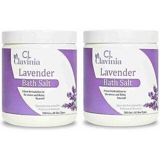                       CLAVINIA Lavender Bath Salt 500 ml x 2 ( Pack of 2 ) (1000 g)                                              