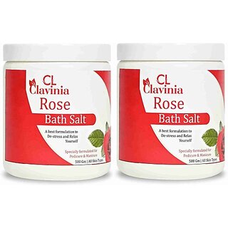                       CLAVINIA Rose Bath Salt 500 ml x 2 ( Pack of 2 ) (1000 g)                                              