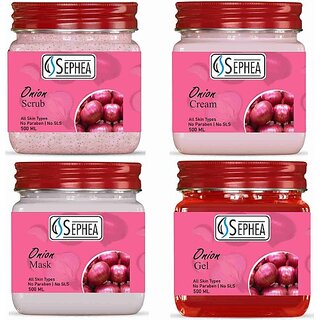                       SEPHEA Professional Onion Facial Kit 2000 ml - Scrub + Cream + Pack + Gel 500 ml x 4 (4 x 500 ml)                                              