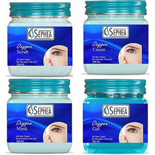                       SEPHEA Professional Oxy Kit 2000ml - Scrub + Cream + Pack + Gel 500mlx4 (4 x 500 ml)                                              