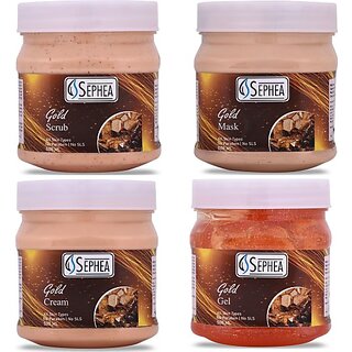                       SEPHEA Gold Facial Kit - Scrub 500 ml + Cream 500 ml + Gel 500 ml + Mask 500 ml (4 x 500 ml)                                              