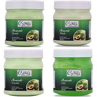                       SEPHEA Avacodo Facial Kit - Scrub 500 ml + Cream 500 ml + Gel 500 ml + Mask 500 ml (4 x 500 ml)                                              