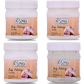                       SEPHEA Body Polishing Facial Kit - Scrub 500ml + Cream 500ml + Gel 500ml + Mask 500ml (4 x 500 ml)                                              