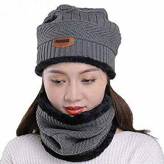 Eastern Club Women Grey Woolen Winter Cap (Pack of 2)