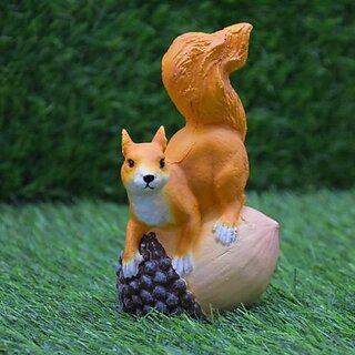                       Homeberry  Squirrel Sitting On Pine Cone / Classy Showpieces Collectibles,Home and Office Decorative Showpiece  -  15 cm (Resin, Multicolor)                                              