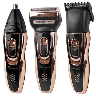                       3 in 1 Geemy 6146 Rechargeable Electric Cordless Shaver Nose Ear and Hair Trimmer Trimmer 60 min Runtime 3 Length Settings(Multicolor)                                              