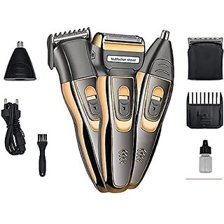                       595 wireless 3-in-1 Beard Nose  Ear trimmer shaving zero machine grooming kit system (Multi-color) Free Barbar Apron                                              