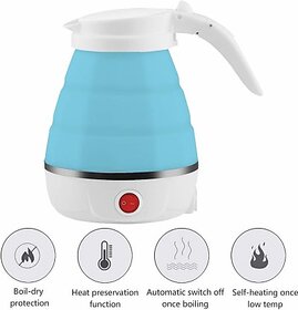 Large Travel Kettle, Foldable Electric Kettle Silicone Collapsible Tea Kettle Lightweight Kettle Portable Silica Gel Kettle Business Trip Electric Kettle- 100-240V Electric Kettle(0.75 L, White)