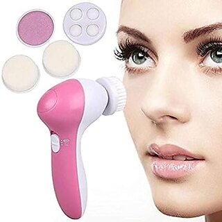                       Skin Smoothing 5 in 1 Portable Compact Body  Face Beauty Care Facial Massager (Pink) 5 IN 1 Beauty Care Massager(White)                                              