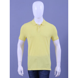                      Men's Yellow Enzyme Finish Solid Polo T-Shirt                                              