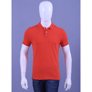                       Men's Dk.Orange Enzyme Finish Solid Polo T-Shirt                                              