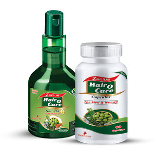                       Zenius Hair O Care Kit for reducing hair loss and boosts hair growth - 60 Capsules 100ml oil                                              