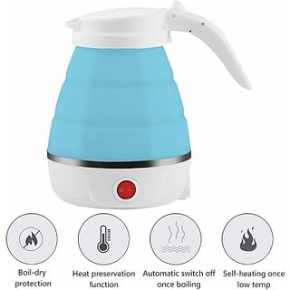                       Large Travel Kettle, Foldable Electric Kettle Silicone Collapsible Tea Kettle Lightweight Kettle Portable Silica Gel Kettle Business Trip Electric Kettle- 100-240V Electric Kettle(0.75 L, White)                                              