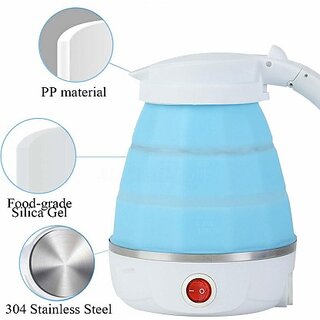 Foldable Electric Kettle 600ml Kettle for Travelling  Mini Boiler for Hot Water Portable Travel kettle For Home  Office Use Silicone Fast Boiling Hot Water Boiler