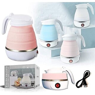                       Electric Kettle Silicone Collapsible Tea/Water Travel Lightweight Kettle Portable Silicone Kettle Business Trip Electric Kettle 0.6 Liter 600 ml Electric Kettle(0.6 L, Multicolor)                                              