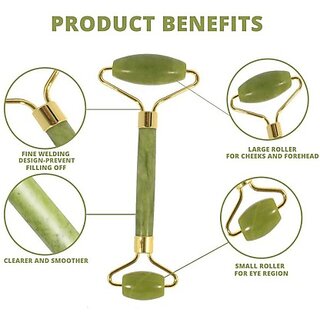                       Smooth Facial Roller Massager Natural Massage Stone for Face Eye Neck Foot Massage Tool (Green) Smooth Facial Roller                                              