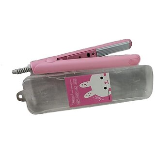 EASY TO CARRY EASY TO USE SMALL HAIR CRIMPER Mini AND PORTABLE CERAMIC HAIR STYLING TOOL HAIR CRIMPER Hair Straightener(Pink)