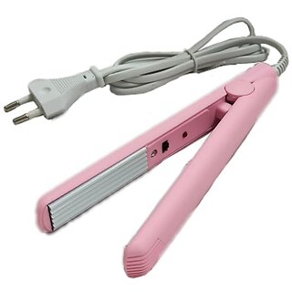 Mini Ceramic Electronic Hair Straightener 220V Crimper Hair Straightener(Great Pink)