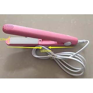                       Portable Mini Ceramic Electronic 220V Crimper Flats Iron - Set of 1 Hair Straightener (Pink)                                              