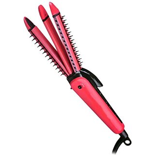                       8890 Curler and Crimper For Hair Styling Hair Straightener For Women's Hair Straightener(Pink, Black)                                              