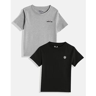                       Boys Pack Of 2 Grey  Black T-shirt                                              