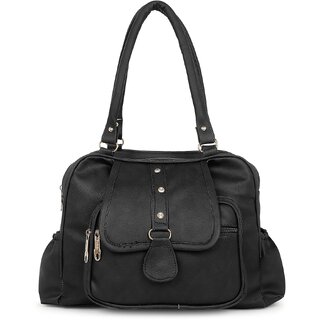                       DaisyStar Black Solid PU Handbag for Women                                              
