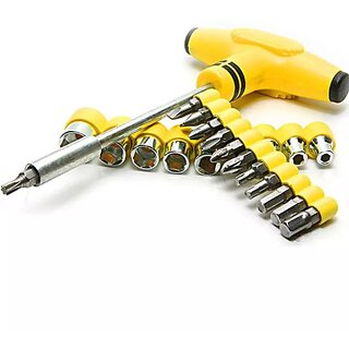 UnV 21 Pcs Screwdriver Socket Tool Kit (Yellow) UnV 21 Pcs Screwdriver Socket Tool Kit (Yellow)