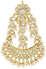 Jewellity Kundan Golden White Passa/Paasa/Jhumar/Jhoomar/Designer Traditional/Ethnic/Wedding/Nikaah/Hair Jewellery/Hair