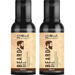                       Globus Naturals Ayurvedic Beard Oil, Enriched With Amla Reetha Erand  Sesame Oil, Set of 2 Hair Oil  (100 ml)                                              