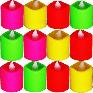 Aseenaa Smokeless Plastic LED Tealight Candle  Flameless Tealights  Decorative Candles Light For Home (Pack of 12)