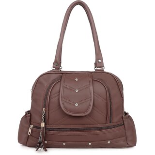                       DaisyStar Dark Brown Solid PU Handbag for Women                                              