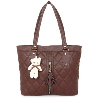                       DaisyStar Dark Brown Solid PU Handbag for Women                                              