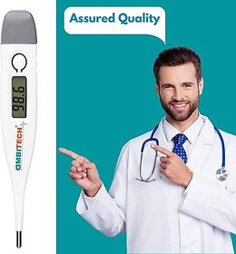 Mercury-Free Digital Thermometer For Kids  Adults With Fever Alert  Memory Function-Pack Of -1 Thermometer(White)