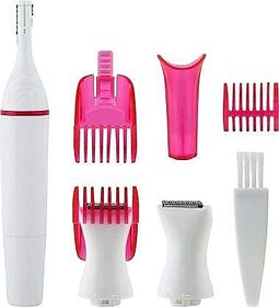 Ladies/Girls Clipper (Eyebrow, Face, Underarms And Bikini Hair Remover) Trimmer 30 Min Runtime 3 Length Settings(White)