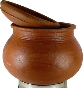 Pongal Pot Clay with Lid, Medium, 4 Liters Capacity, 1 Qty.