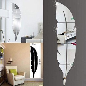 Grahak Trend Plume Feather Silver 3D Acrylic wall Sticker.